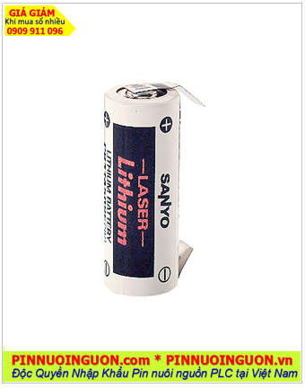 Sanyo CR17450SE (chân thép 2 chấu hàn); Pin nuôi nguồn Sanyo CR17450SE lithium 3v 2200mAh /Xuất xứ Nhật
